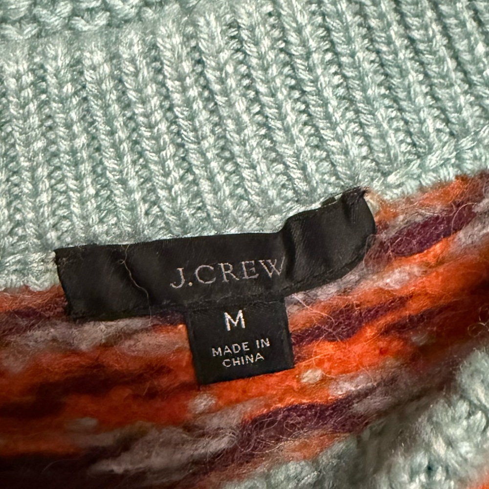 J. Crew Seafoam and Orange Nordic Patterned Sweater - Picture 4 of 5